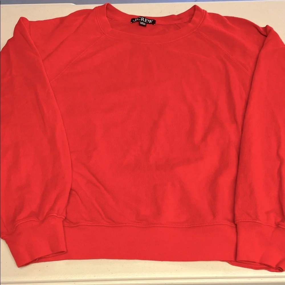 J. Crew Women's Deep Coral light Distressed Crop Sweatshirt Sz S